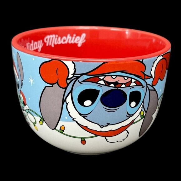 Disney Lilo & Stitch Christmas "Holiday Mischief" Soup Mug/Bowl 29 oz. - Picture 3 of 9